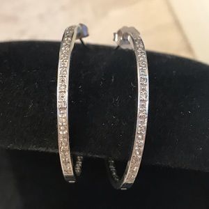 14 k white gold Diamond hoops